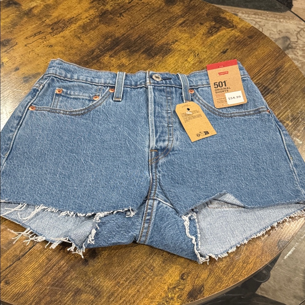 Levi's High-Rise Cutoff Jean Shorts in Light Blue Denim